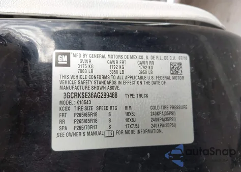 2010 Chevrolet Silverado 1500 Lt z USA, uszkodzony, nr VIN 3GCRKSE36AG299488